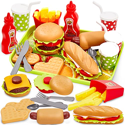 BUYGER Acccessori Cucina Bambini, Set Cibo Giocattolo per Bambini, Alimenti  Hamburger Hot Dog Giocattolo, Fast Food Giochi di Ruolo Regalo per Bambino  3 Anni – Giochi e Prodotti per l'Età Evolutiva