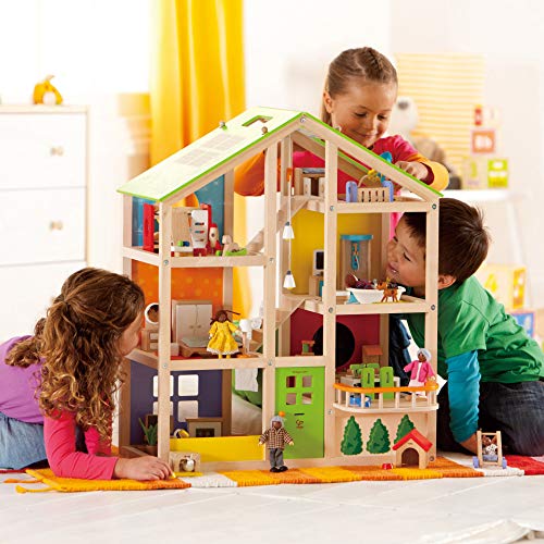 Hape E3401 - Casa 4 Stagioni in Legno per Bambini Vincitore del Premio Migliore Casa da Bambole con Mobili, Accessori e Scale amovibili e con Tetto dalle Diverse Stagioni - immagine 4