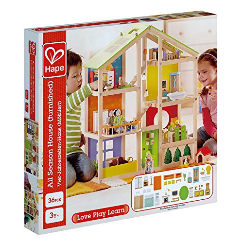 Hape E3401 - Casa 4 Stagioni in Legno per Bambini Vincitore del Premio Migliore Casa da Bambole con Mobili, Accessori e Scale amovibili e con Tetto dalle Diverse Stagioni - immagine 7