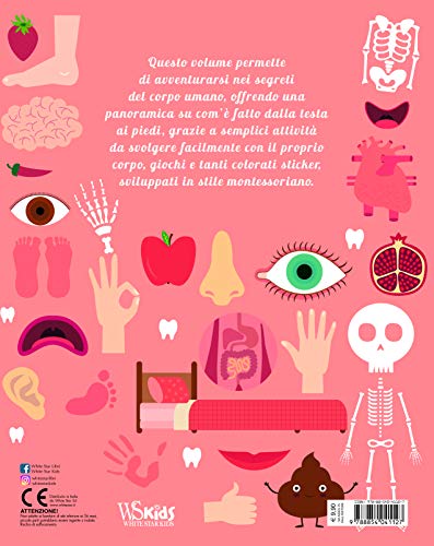 Montessori Scoperte - Il mio primo libro del corpo umano | Libro educativo per bambini | Con adesivi colorati | Edizione illustrata - immagine 3