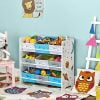 SONGMICS Scaffale Portaoggetti, 9 Scatole per Giocattoli e Libri, Organizzatore in Tessuto TNT, per Camera dei Bambini, Sala Giochi, Asilo, 62,5 x 29,5 x 60 cm, Motivi Spaziali, Bianco GKR33WT - immagine 4