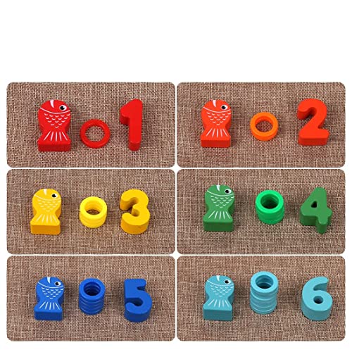 Veluoess Gioco Pesca Magnetica in Legno, Montessori per Imparare la Matematica Contare e Imparare i Colori Giocattolo Educativo a Forma di Numero in Legno per Bambini - immagine 3
