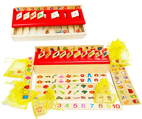 TOWO Scatola con Giochi di Legno per Bambini Montessori – Giochi di  Classificazione, Selezione e Abbinamento per Imparare Oggetti, Numeri e  Colori – per Bambini di 1 Anno – Giochi e Prodotti