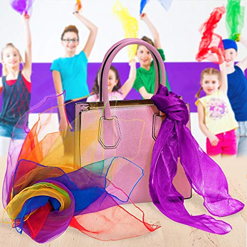 THE TWIDDLERS - 32 Foulard Giocoleria da Danza Multicolore per Neonati - Sciarpe in Tessuto di Seta Sensoriale per Bambini - Nastri Sensoriali per Neonati, Ideali per Danza, Ginnastica - 60x60cm - immagine 5