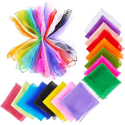THE TWIDDLERS - 32 Foulard Giocoleria da Danza Multicolore per Neonati - Sciarpe in Tessuto di Seta Sensoriale per Bambini - Nastri Sensoriali per Neonati, Ideali per Danza, Ginnastica - 60x60cm