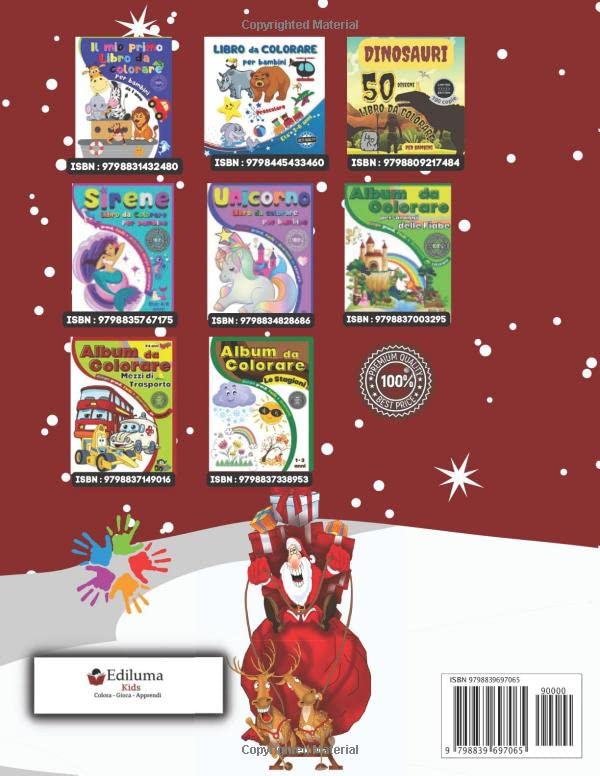 Natale - Libro da colorare: 80 disegni originali: un regalo perfetto per bambini, album da colorare e ritagliare con immagini di natale - immagine 3