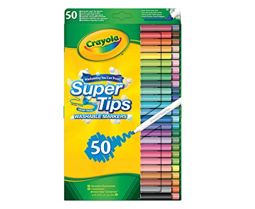CRAYOLA Super Tips - Pennarelli Lavabili a Punta Media, Confezione da 50 Pezzi in Colori Assortiti, EtÃ  Consigliata: da 3 Anni - immagine 3