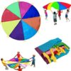 Dimoxii Gioco Paracadute Arcobaleno 8 Maniglie per Bambini Arcobaleno di Stoffa Oscillante con Un Diametro di 2M Giocattolo Paracadute Paracadute Colorato