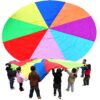 Dimoxii Gioco Paracadute Arcobaleno 8 Maniglie per Bambini Arcobaleno di Stoffa Oscillante con Un Diametro di 2M Giocattolo Paracadute Paracadute Colorato - immagine 6