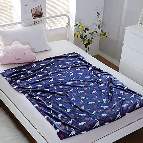 SOCHOW Coperta di Pile Dinosauri Giurassico, Fluorescente Si Illumina al Buio Super Morbida Coperta, coperta per tutte le stagioni per bambini 127 x 150 cm, Blu Navy - immagine 8
