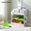 Songmics GKR44WTV1 Scaffale per Libri e Giocattoli per Bambini, Libreria a 3 Piani e 6 Cesti Rimovibili, Mobile di Legno e Scaffale per Stanza dei Giochi, Cameretta, Asilo, Beige - immagine 3