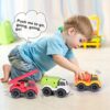 kramow 4 in 1 Camion giocattolo per bambini,Trasportatore auto Veicoli da Cantiere giocattoli,Natale Compleanno Regalo Giocattolo bambino 2 3 4 anni - immagine 4