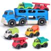 kramow 4 in 1 Camion giocattolo per bambini,Trasportatore auto Veicoli da Cantiere giocattoli,Natale Compleanno Regalo Giocattolo bambino 2 3 4 anni