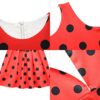Lito Angels Vestito da Ladybug Coccinella per Bambina Gonna in Nera a Pois Festa di Compleanno e Halloween - immagine 6