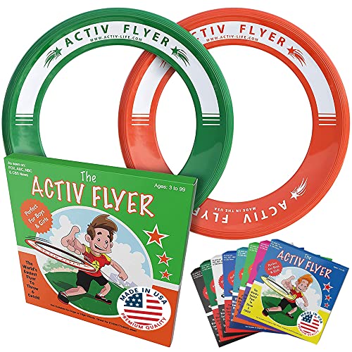 Activ Life Anelli Volanti Migliori per Bambini [Verde/Arancio] Il Giocattolo da Lanciare Migliore da Fare all’Aperto con Amici e Parenti – Disco Volante Giocattolo per Top Frisby Golf