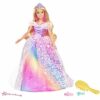 Barbie Dreamtopia - Principessa al Ballo Reale, bambola bionda con un lucciante abito da ballo color arcobaleno, una spazzola e 5 accessori inclusi, giocattolo per bambini, 3+ anni, GFR45