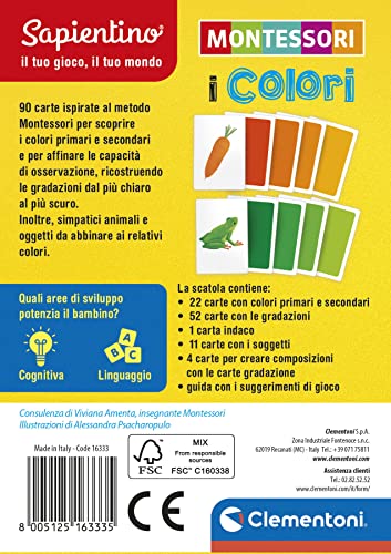 Clementoni Montessori-Carte Colori Gioco Educativo Montessori Bambini 2-6Anni 90Flashcards per Imparare i Colori e le Loro Gradazioni Attività Divertenti e Formative Made in Italy Lingua Italiana16333 - immagine 4