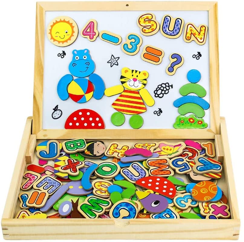 JANOD Alfabeto Puzzle Giocattolo IN Legno Double Sided Lavagna Nera Per 2-6  Anni