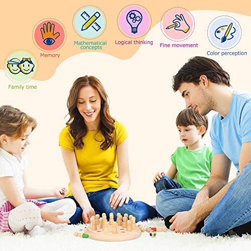 Japace Scacchi di Memoria, Memory Stick Scacchi in Legno Gioco, Genitore-Figlio Giocattoli cognitivi a Colori, Allenare la Memoria e Sviluppo dell'intelligenza Match Stick Chess per Bambini (1) - immagine 3