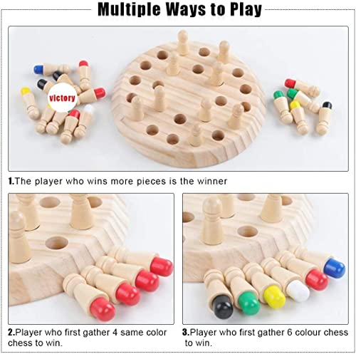 Japace Scacchi di Memoria, Memory Stick Scacchi in Legno Gioco, Genitore-Figlio Giocattoli cognitivi a Colori, Allenare la Memoria e Sviluppo dell'intelligenza Match Stick Chess per Bambini (1) - immagine 4