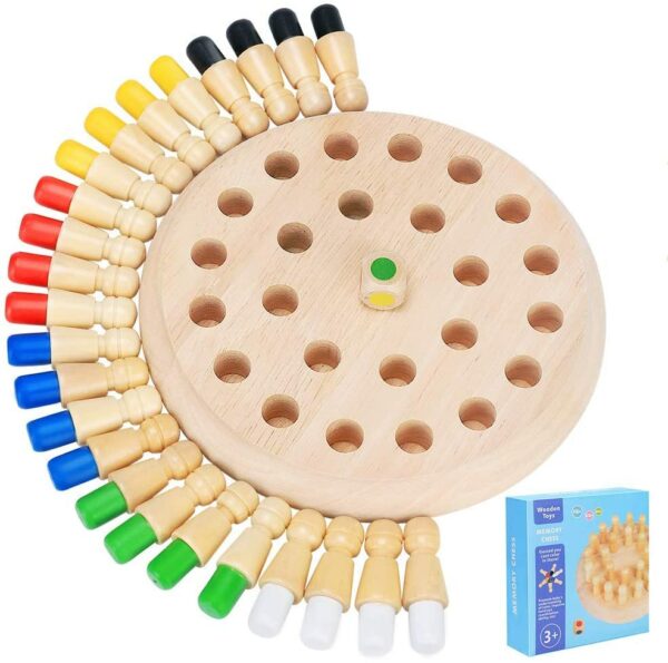 Japace Scacchi di Memoria, Memory Stick Scacchi in Legno Gioco, Genitore-Figlio Giocattoli cognitivi a Colori, Allenare la Memoria e Sviluppo dell'intelligenza Match Stick Chess per Bambini (1)
