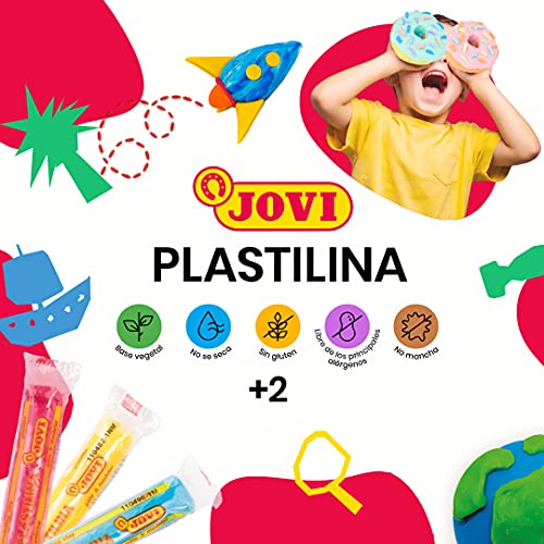 Jovi - PLASTILINA, Pasta da modellare a base vegetale, 10 x 50 grammi, Multicolore, Colori vivaci e grande plasticità, Senza glutine, Ideale per bambini a partire dai 2 anni (70/10S) - immagine 7