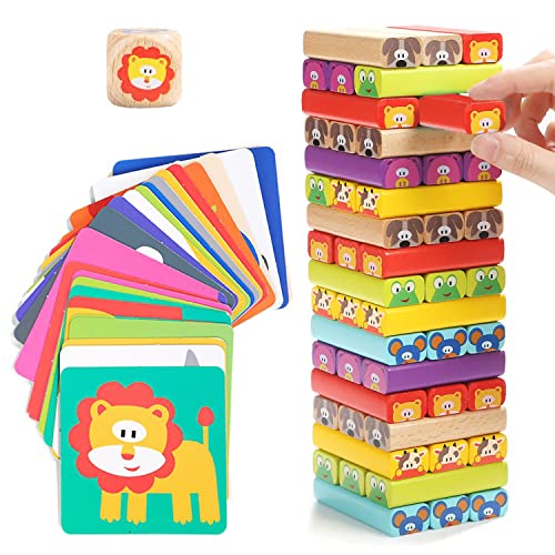 Nene Toys Torre Magica Colorata in Legno con Animali – Gioco Educativo  Didattico da Tavolo 4 in 1, per Bambini da 3 a 9 Anni , Ideale come Regalo  per Genitori e