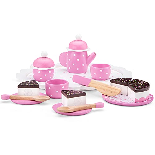 New Classic Toys- Servizio da tè/caffè con Torta da Taglio Giocattoli da Cucina e Cibo, Colore Rosa, 5 Pezzi, 10620 - immagine 3