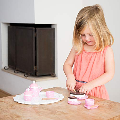 New Classic Toys- Servizio da tè/caffè con Torta da Taglio Giocattoli da Cucina e Cibo, Colore Rosa, 5 Pezzi, 10620 - immagine 6