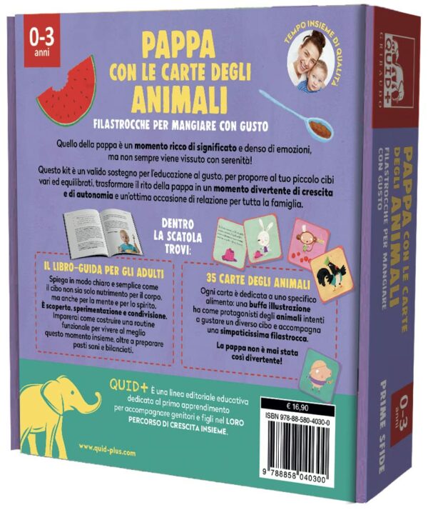 Pappa con le carte degli animali. Filastrocche per mangiare con gusto. Ediz. a colori. Con 35 carte. Con libro-guida riservato agli adulti - immagine 3