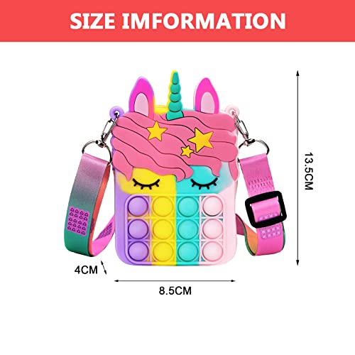 Pop Bubble Push It Borsa a Tracolla per Giocattoli Sensoriali, 2 in 1 Antistress Fidget Toys Silicone Multicolor, Regalo per Bambini e Adulti - immagine 3