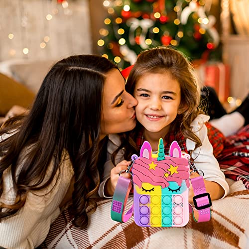 Pop Bubble Push It Borsa a Tracolla per Giocattoli Sensoriali, 2 in 1 Antistress Fidget Toys Silicone Multicolor, Regalo per Bambini e Adulti - immagine 7