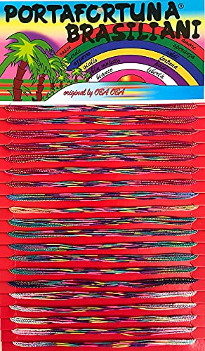 R&F srls Braccialetti Porta Fortuna BRASILIANI 1 blister da 100 Filini Multicolore Colore cartoncino casuale - immagine 5