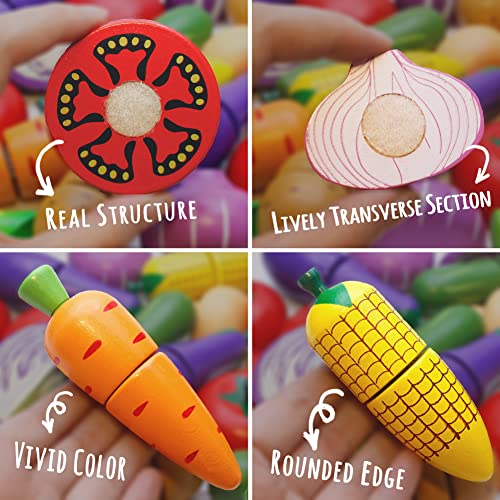 Airlab Cucina Giocattolo per Bambini Bambino, Giochi Accessori Cibo Cucina, Verdura Frutta Tagliare in Legno, Giocattolo Educativo Montessori, Regalo Compleanno Pasqua Halloween Natale Ragazzo Ragazza - immagine 4