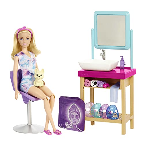 Barbie-Playset SPA con Bambola Barbie Bionda con Maschere, Fiocchetti,  Cucciolo e Accessori, Giocattolo per Bambini 3+ Anni, HCM82 – Giochi e  Prodotti per l'Età Evolutiva