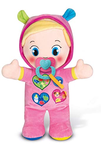 Baby Clementoni - Alice, la Mia Prima Bambola, Peluche Bambini 10+ Mesi, Centro Attività con Ciuccio e 3 Tasti per Imparare Forme, Numeri, Colori, Parole e Versi degli Animali, Lingua Italiana, 17201 - immagine 4