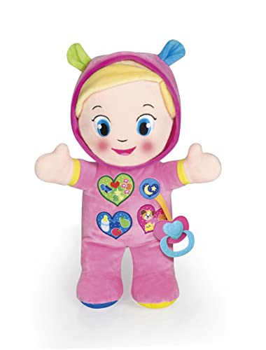 Baby Clementoni - Alice, la Mia Prima Bambola, Peluche Bambini 10+ Mesi, Centro Attività con Ciuccio e 3 Tasti per Imparare Forme, Numeri, Colori, Parole e Versi degli Animali, Lingua Italiana, 17201 - immagine 5