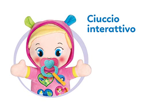 Baby Clementoni - Alice, la Mia Prima Bambola, Peluche Bambini 10+ Mesi, Centro Attività con Ciuccio e 3 Tasti per Imparare Forme, Numeri, Colori, Parole e Versi degli Animali, Lingua Italiana, 17201 - immagine 11