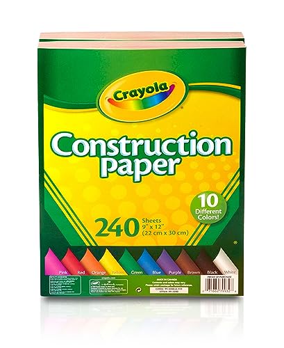 Crayola - Construction Paper, 240 fogli 22x30cm, 10 colori assortiti, per disegno, collage, art&craft - immagine 3