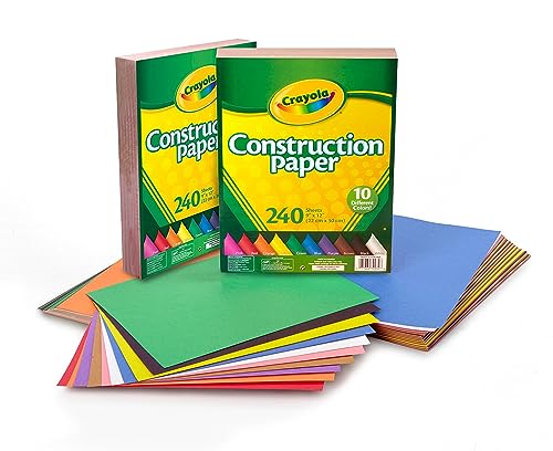 Crayola - Construction Paper, 240 fogli 22x30cm, 10 colori assortiti, per disegno, collage, art&craft - immagine 4