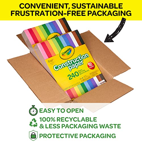 Crayola - Construction Paper, 240 fogli 22x30cm, 10 colori assortiti, per disegno, collage, art&craft - immagine 9