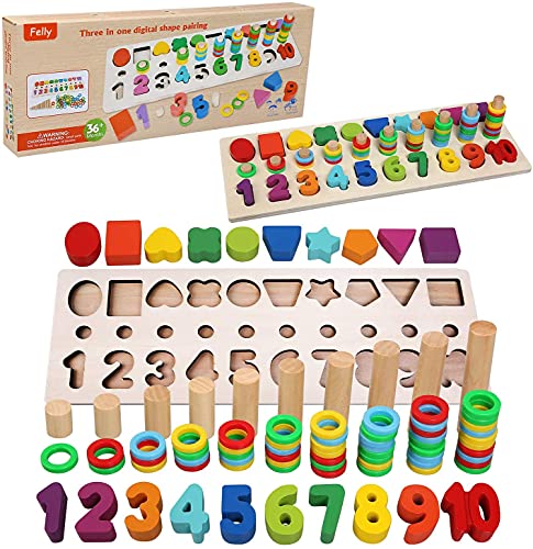 Felly Giochi Montessori, 2 in 1 Giocattoli Educativi da Puzzle in