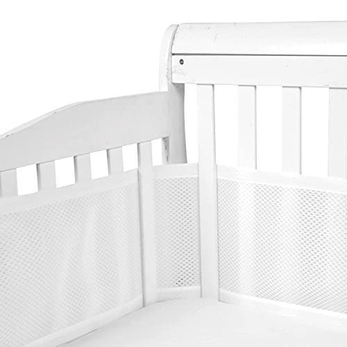 GoGou paracolpi neonato per lettino, barriera letto bambini pieghevole,  paraurti a 4 lati, universale, lunghezza regolabile con chiusura velcro,  rete