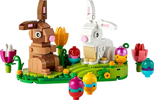 LEGO Creator Display con Coniglietti Pasquali, Gioco per Bambini e Bambine  da 8 Anni in Su con 2 Animali Giocattolo, 5 Colorate Uova di Pasqua e 3  Tulipani da Costruire, Idea Regalo