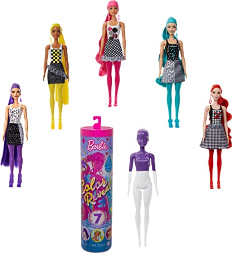 Barbie Color Reveal -Serie Monocolor, Bambola con 7 Sorprese, Assortimento Casuale, Giocattolo per Bambini 3+ Anni, GTR94