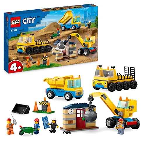 LEGO 60391 City Camion da Cantiere e Gru con Palla da Demolizione