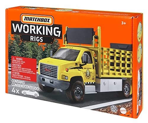 Matchbox - Mezzi da Lavoro, ​Confezione da 4 Veicoli di Grandi Dimensioni con Dettagli Autentici e Attrezzatura per Costruzioni, Giocattolo per Bambini 3+ Anni, HCC07 - immagine 3