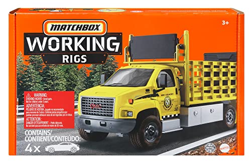 Matchbox - Mezzi da Lavoro, ​Confezione da 4 Veicoli di Grandi Dimensioni con Dettagli Autentici e Attrezzatura per Costruzioni, Giocattolo per Bambini 3+ Anni, HCC07 - immagine 4