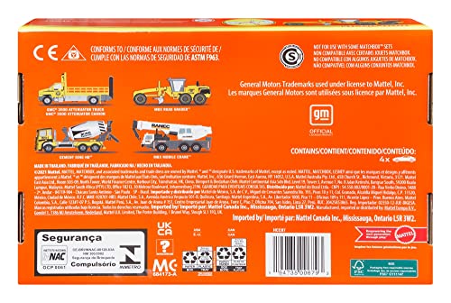 Matchbox - Mezzi da Lavoro, ​Confezione da 4 Veicoli di Grandi Dimensioni con Dettagli Autentici e Attrezzatura per Costruzioni, Giocattolo per Bambini 3+ Anni, HCC07 - immagine 5