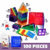 Playmags 100 Pcs di Costruzioni Magnetiche - Impara Forme,Colori e Alfabeti - STEM Magneti più Forti Giocattoli - Blocchi Magnetici 3D - Resistenti tessere magnetiche bambini - Costruzione Magnetica - immagine 3
